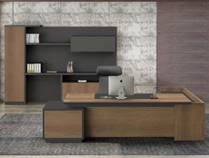 Γραφείο Αριστερή Γωνία Proline ΕΟ964,L 220×90/200×40 H.76cm Black-Walnut