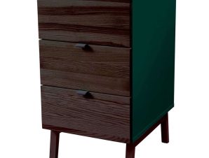 Συρταριέρα Γραφείου Luka 3 LUKAWTDWAL10 41x50x75cm Walnut-Sea Green